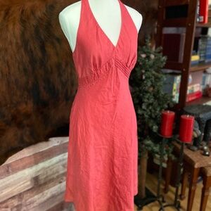 ANN TAYLOR Size 4 Pink/Coral Tie Halter Dress